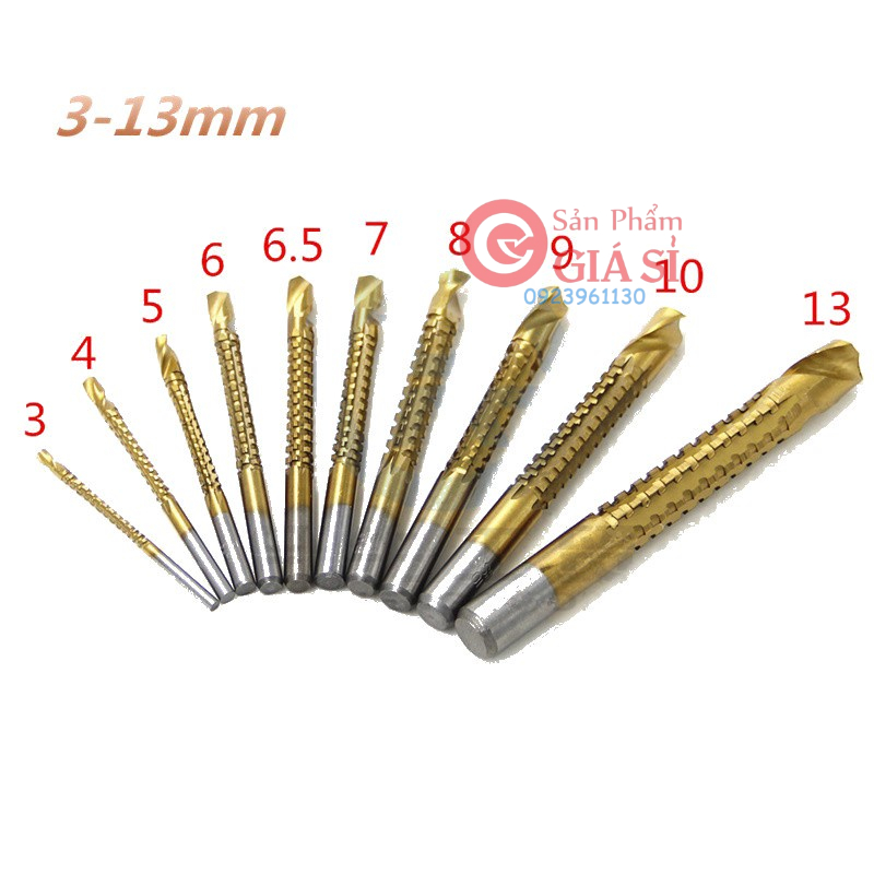 Bộ 10 mũi khoan phay 3-13MM phủ titanium ❤️freeship❤️