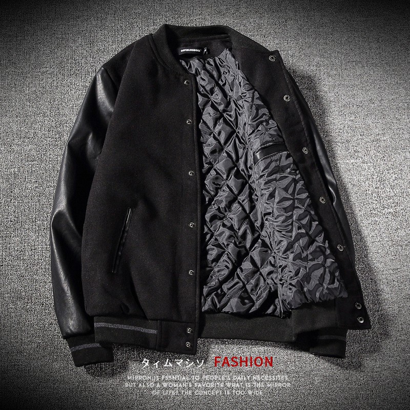 Áo khoác bomber phối da