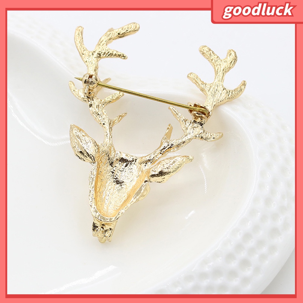 Ghim Cài Áo Hình Đầu Hươu Đính Đá Nhân Tạo Thời Trang Cho Nam Nữ