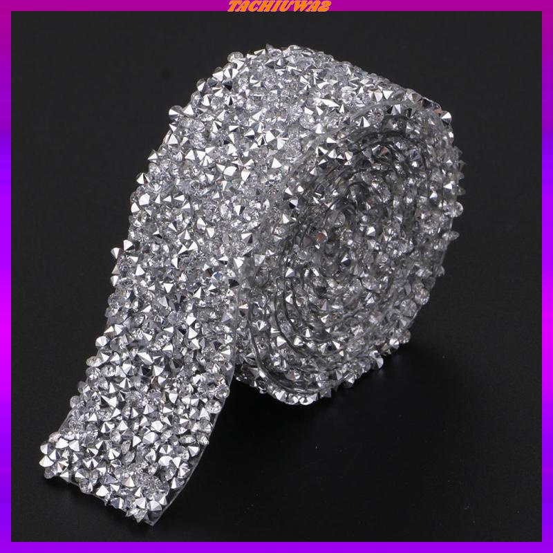 [Tachiuwa2] 1 Yard Miếng Dán Ủi Lên Quần Áo Bằng Ruy Băng Đính Pha Lê Sáng Bóng