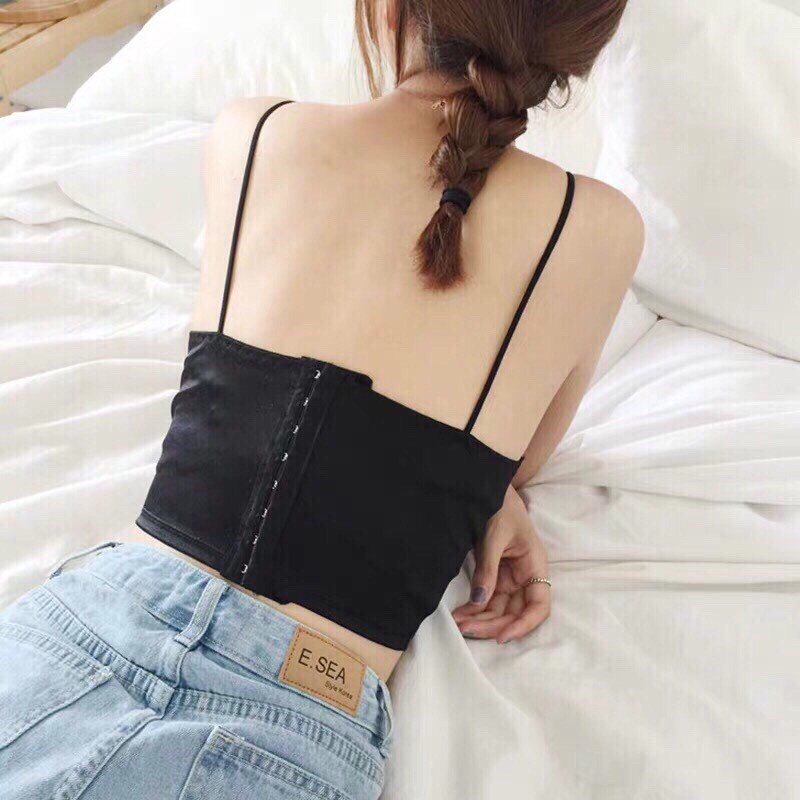 Áo bra satin - áo bra phi bóng bản to 2 dây có đệm ngực màu đen trắng 264 loại đẹp