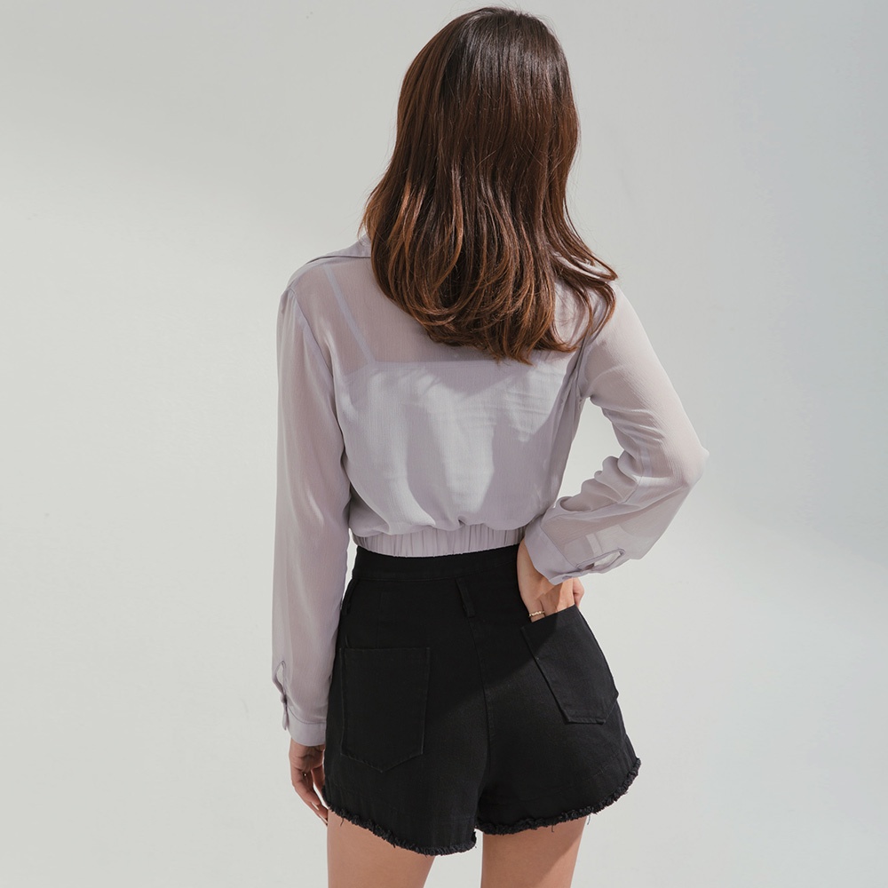 Set áo sơ mi dáng ngắn xuyên thấu kèm áo 2 dây nữ Air Space 2210121021