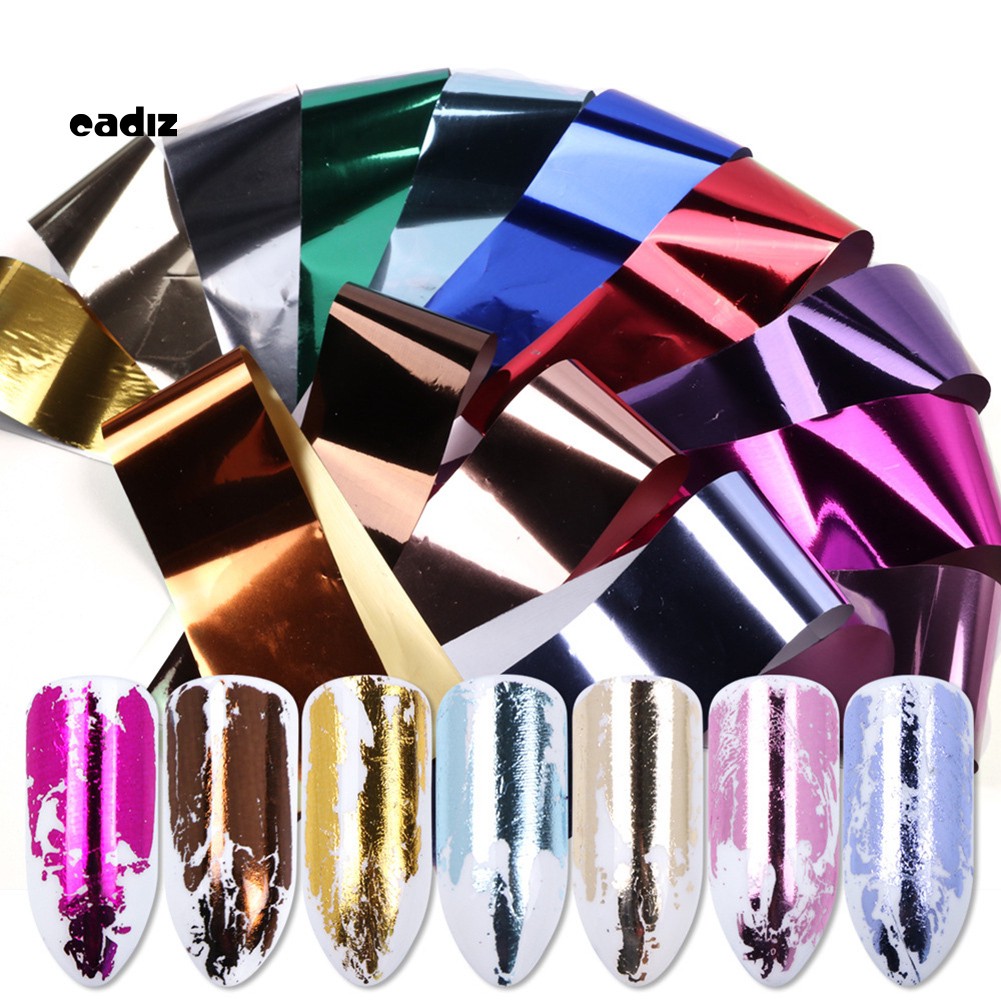 [Hàng mới về] Set 14 tờ sticker dán trang trí móng tay bằng lá thiếc thời trang