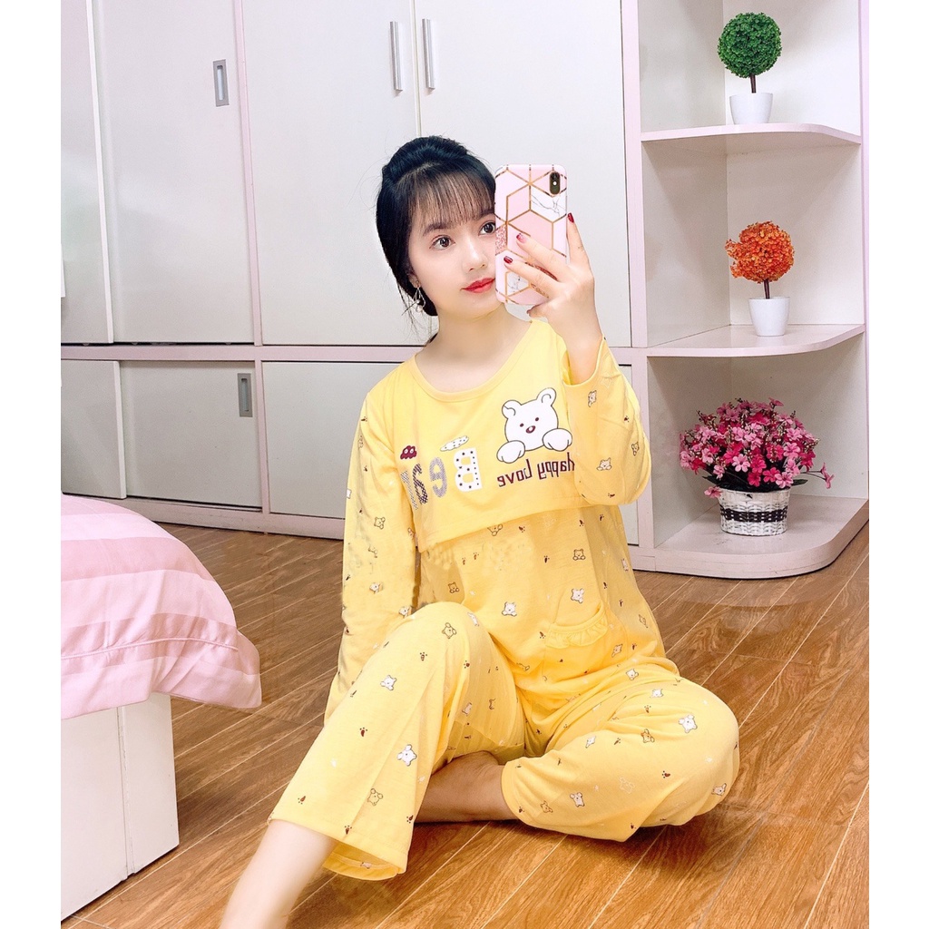 Bộ bầu - bộ sau sinh - cho con bú - chất liệu cotton