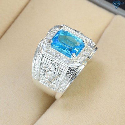 Nhẫn nam bạc đính đá tuổi sửu hình con trâu NNA0292 - Trang sức TNJ