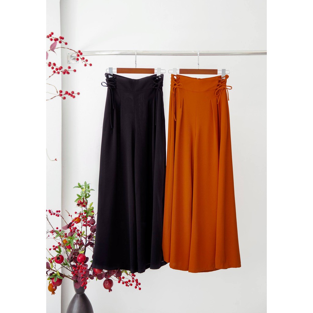 SÒ VINTAGE - FRILL Quần ống rộng đan dây cạp eo có khóa kéo | BigBuy360 - bigbuy360.vn