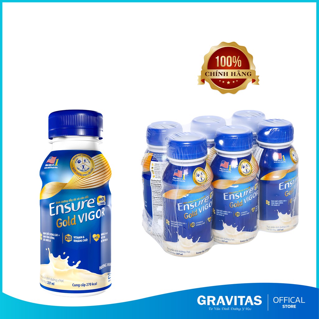 Sữa Nước Ensure Original & Vigor 237ml - Lốc 6 chai