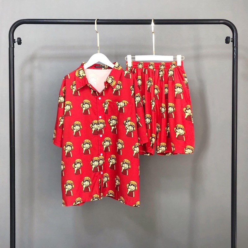 Cả Set Cartoon Sơmi Short Thun Unisex Kèm Clip Thật