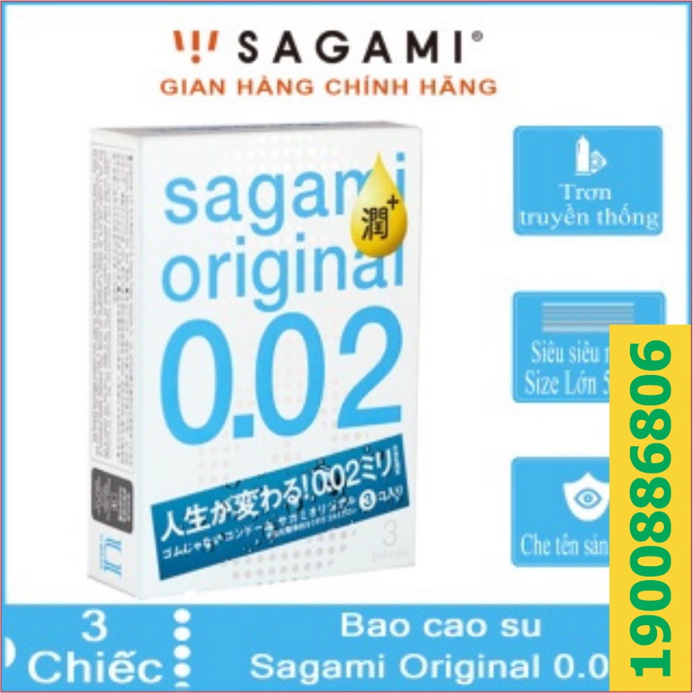 Bao cao su Sagami Original 0.02mm - hộp 3 chiếc