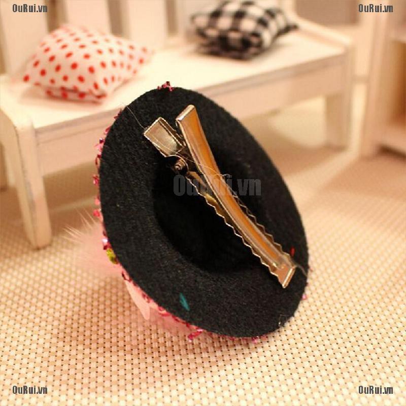 (FCC) Kẹp Tóc mini Hình Nón Lông Vũ Dễ Thương Cho Nữ