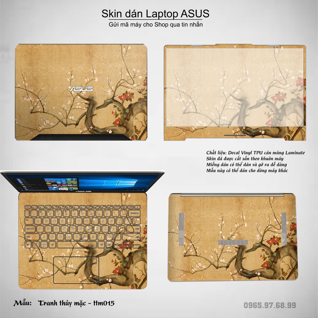 Skin dán Laptop Asus in hình Tranh thủy mặc (inbox mã máy cho Shop)