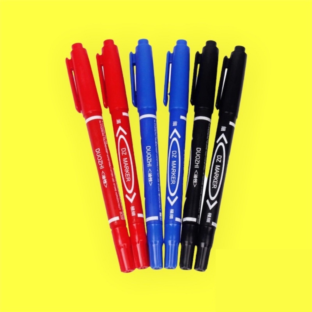 Bút Lông Dầu ZEBIFA, Bút Dạ Kính 2 Đầu Viết Không Xóa Được Nhiều Màu Xanh Đỏ Đen Cho Học Sinh Văn Phòng