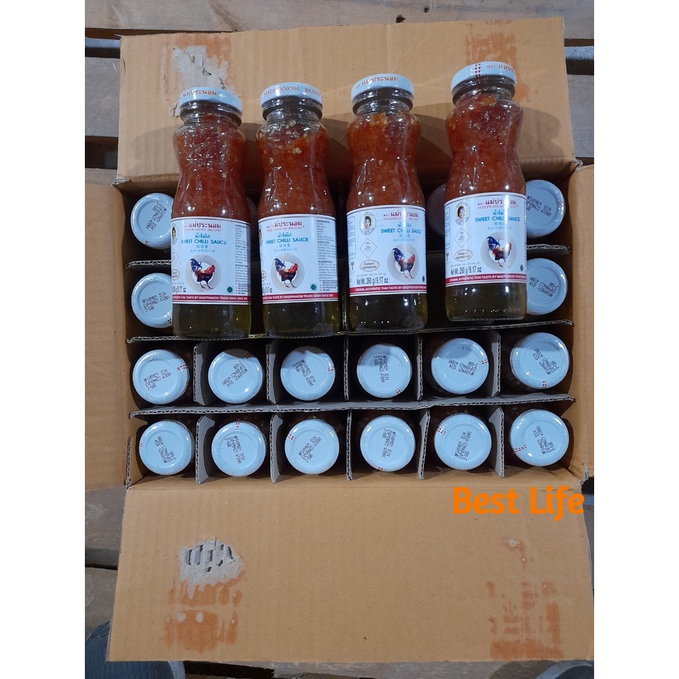 Sốt ớt chua ngọt nhãn hiệu Maepranom 260g dùng để chấm các món luộc, chiên, rán