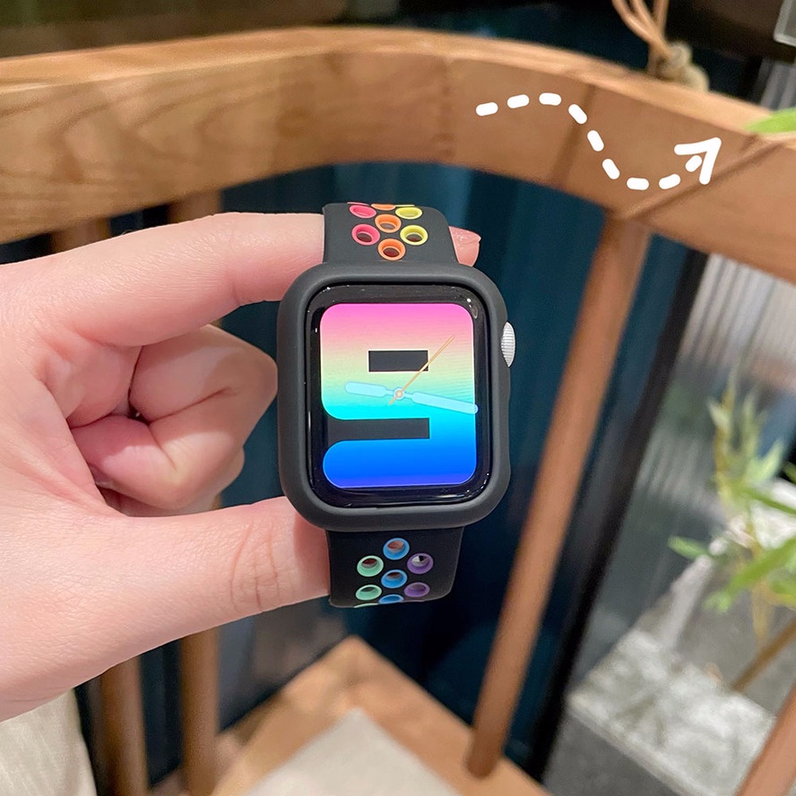 Ốp Silicone + Dây Đeo 2 Trong 1 Cho Apple watch 49mm 41MM 45MM 44mm 40mm 38mm 42mm iWatch Series 8 Ultra 7 6 5 4 3 SE