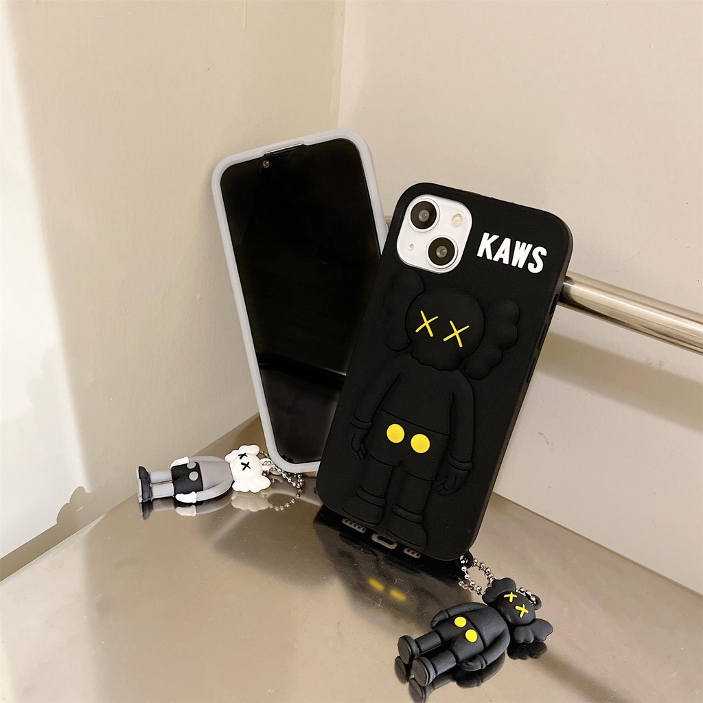 Ốp Điện Thoại Silicon Hình Kaws Có Dây Đeo Cho iPhone 13 12 11 Pro Max XR XS Max X 7 8 6 6S Plus