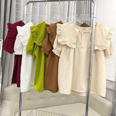 Áo babydoll cổ tròn bánh bèo vuông cộc tay | WebRaoVat - webraovat.net.vn