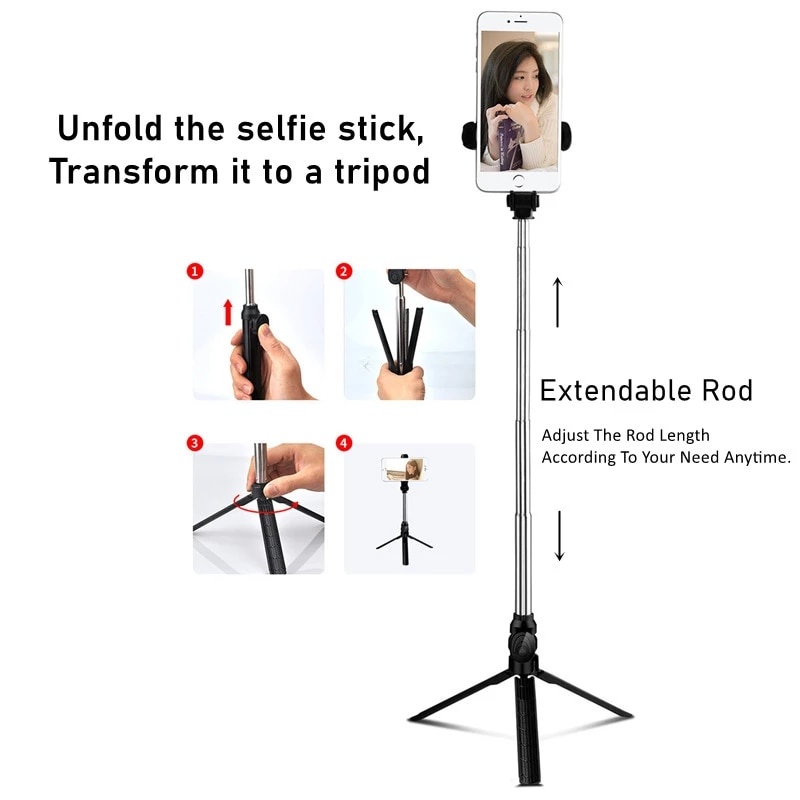 Gậy Tự Sướng XT10S Kết Nối Bluetooth Cho Tất Cả Các Loại Điện Thoại