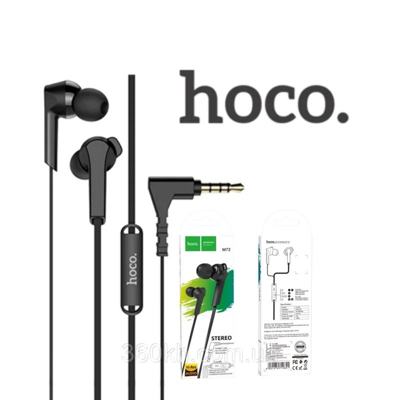 Tai nghe hoco M72 chân 3.5mm thiết kế thể thao năng động, có núm chống ồn, âm thanh cực chất