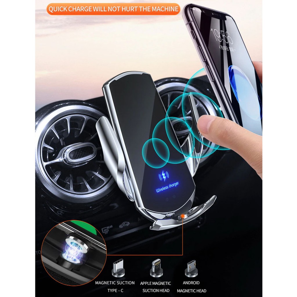 Đế sạc không dây cảm biến thông minh kiêm giá đỡ điện thoại Smart Sensor Car Wireless Charger Q3 dành cho xe hơi