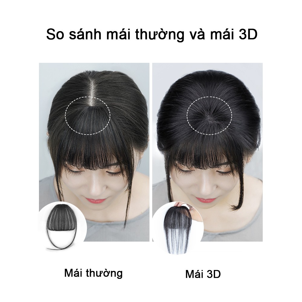 Tóc Mái Giả Thưa 3D Che Hói 360 Độ Siêu Tự Nhiên Giống Thật 99%