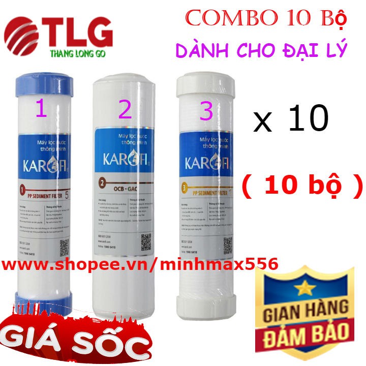 [Mã ELHACE giảm 4% đơn 300K] [UY TÍN SỐ 1] Combo 10 bộ 3 lõi lọc số 1-2-3 Karofi Chính Hãng | Giá tốt dành cho Đại Lý