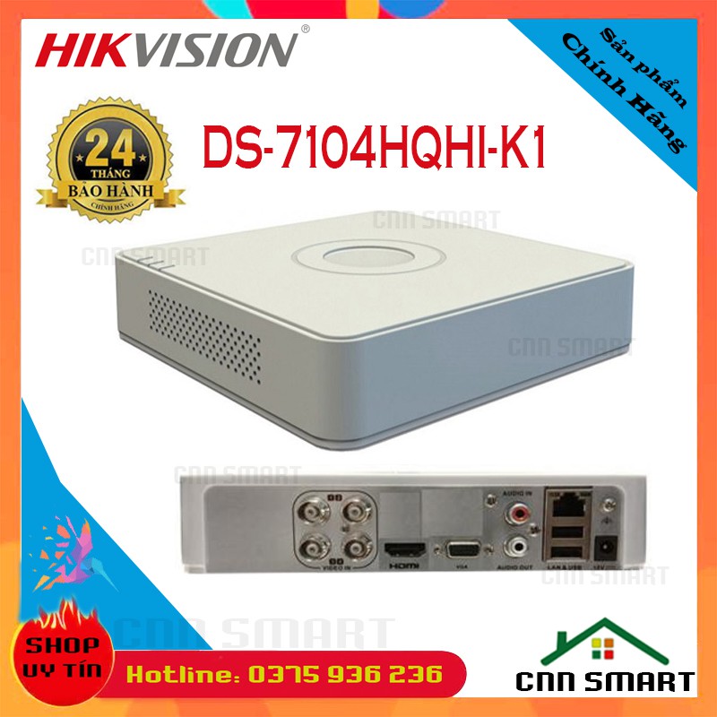 Đầu ghi HD-TVI 4 kênh Hikvision 7104HQHI-K1 7108HQHI-K1 7116HQHI-K1 (TURBO HD 4.0) - CHÍNH HÃNG BH24TH