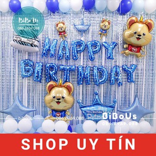 HOT DEAL !! Combo Trang Trí Sinh Nhật Tuổi Chuột - Bé Trai - 029- HAPPY BIRTHDAY- SET BÓNG THÔI NÔI TUỔI CHUỘT BÉ TRAI