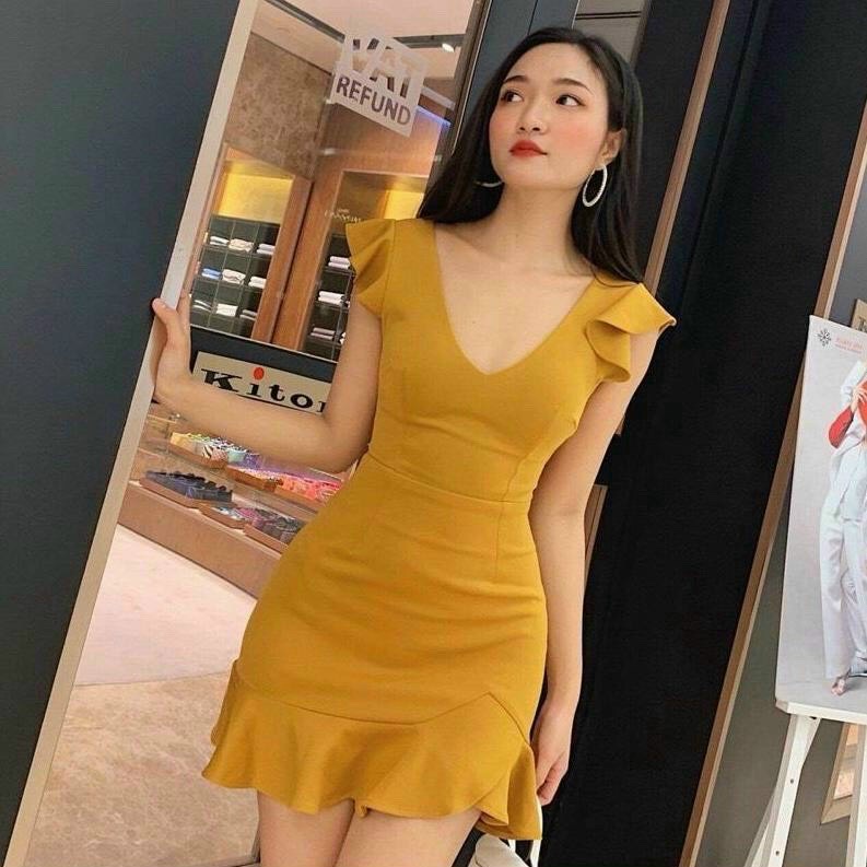 Váy đầm nữ dáng ôm body đuôi cá đan dây sau lưng