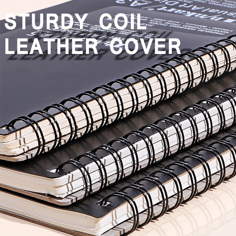 A3 / A4 / A5 Sách phác thảo Harover hai mặt ràng buộc xoắn ốc Thẻ đen Sketchbook Tranh Notebook Note