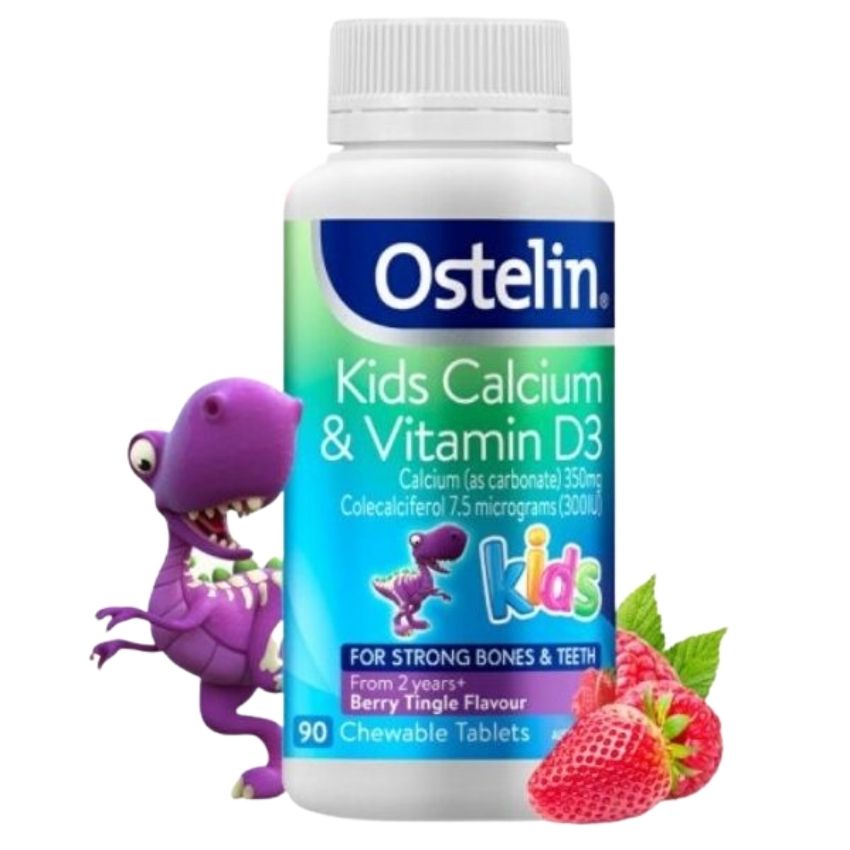 Viên nhai Vitamin D3 và Canxi cho bé 2 - 13 tuổi Kids Calcium & Vitamin D3 Ostelin Của Úc 90 viên - mẹ bean bon