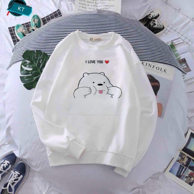 [FREESHIP ĐƠN TỪ 50K] Áo thun gấu bẹo má I Love You bo tay KTH1019