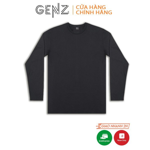 Áo thun trơn dài tay GENZ Premium Cotton phông Unisex form rộng oversize màu đen