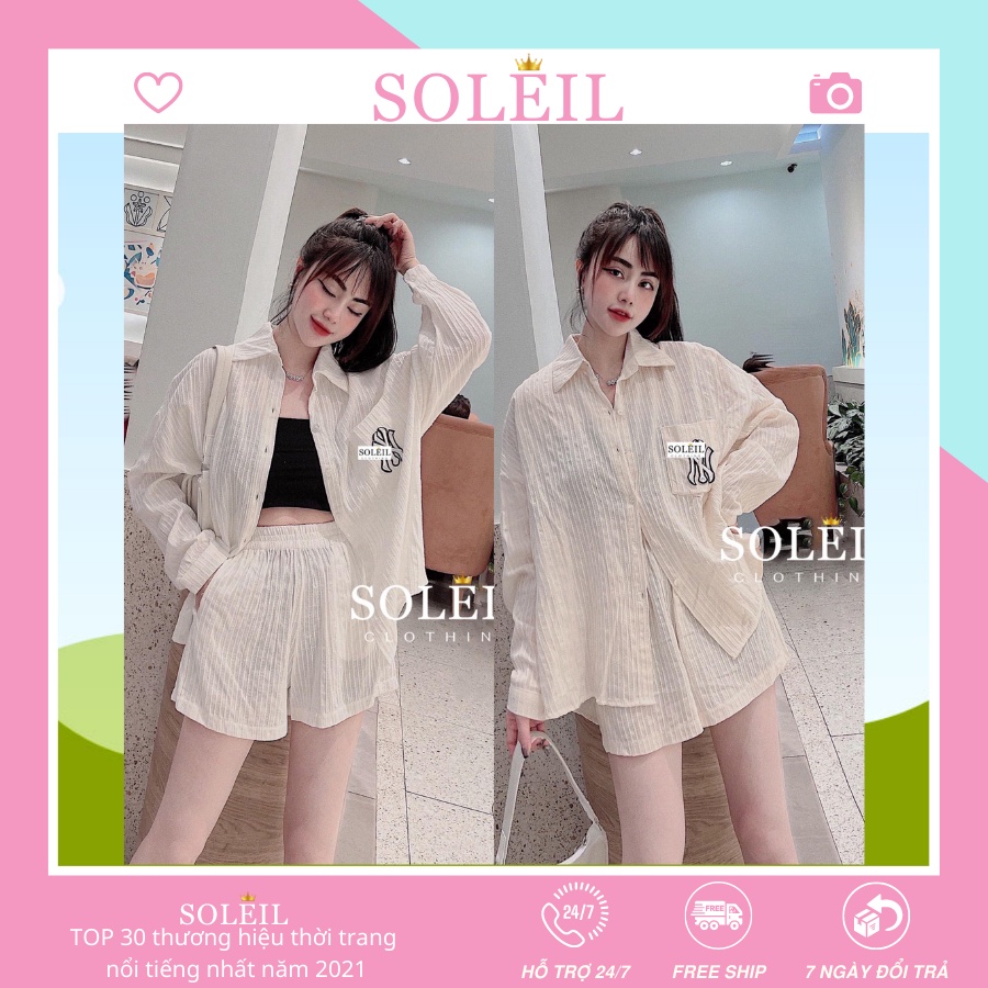 Set Sơ Mi Quần Đùi Nữ Chất Đũi Cao Cấp 2 Màu Trắng và Hồng