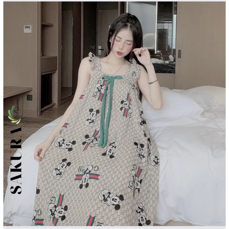 Váy 2 dây cánh tiên dáng dài tiểu thư xinh đẹp lụa ngủ mango cao cấp SAKURA QA