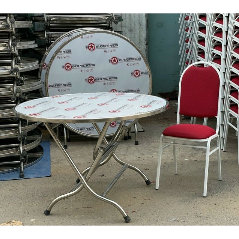 Bàn Tròn Inox 100% 1m2 Cao 75Cm Giá rẻ miễn Phí Vận Chuyển Tại TPHCM