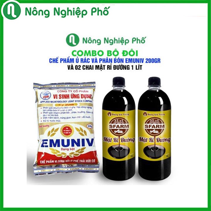 [PHÂN HỮU CƠ VI SINH] Bộ đôi Chế Phẩm Vi Sinh EMUNIV &amp; Mật Rỉ Đường (1 &amp; 2) Ủ Phân và Xử Lý Rác Thải Hữu Cơ