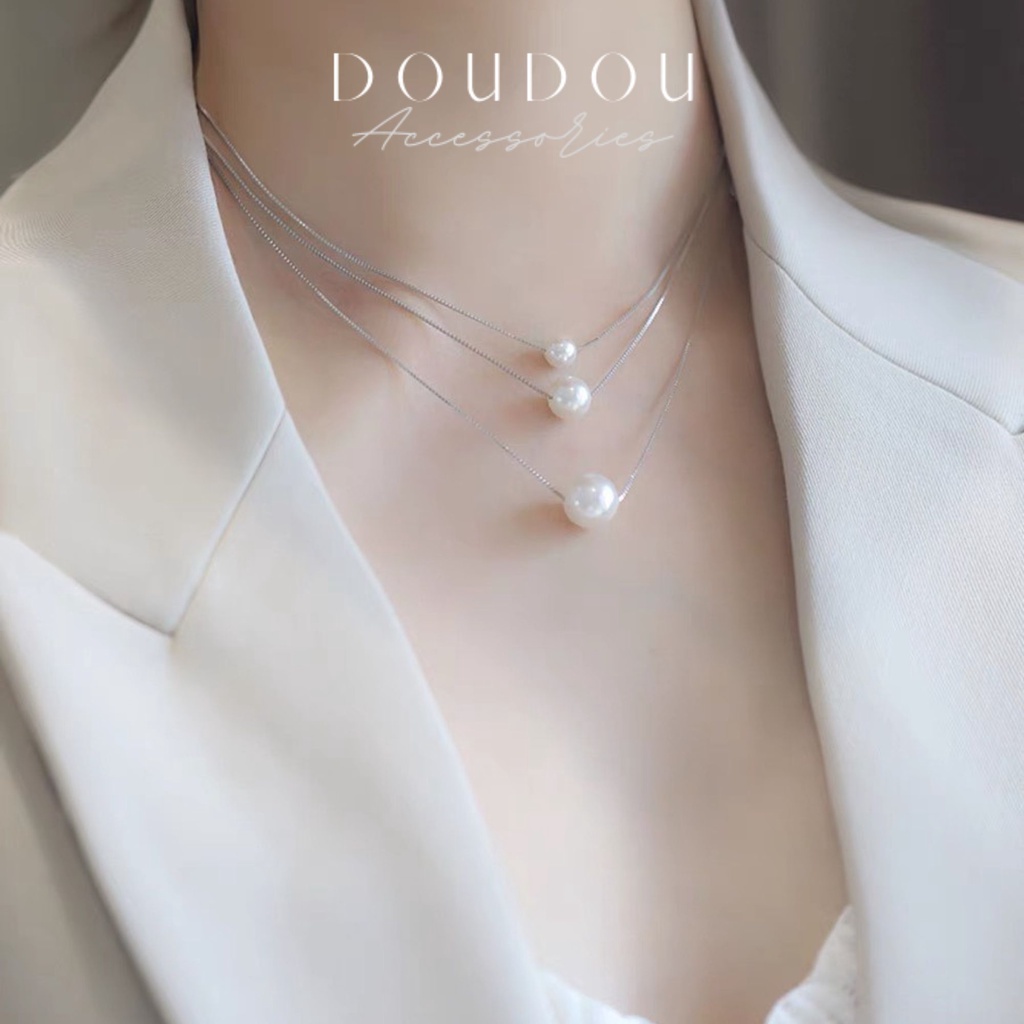 Dây chuyền nữ đẹp DOUDOU Dây chuyền ngọc trai nhân tạo phong cách Hàn Quốc thanh lịch thời trang XL012