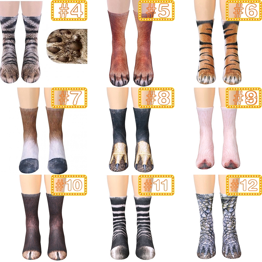 Tất In Hình Chân Động Vật 3D Vui Nhộn Cho Người Lớn / Trẻ Em