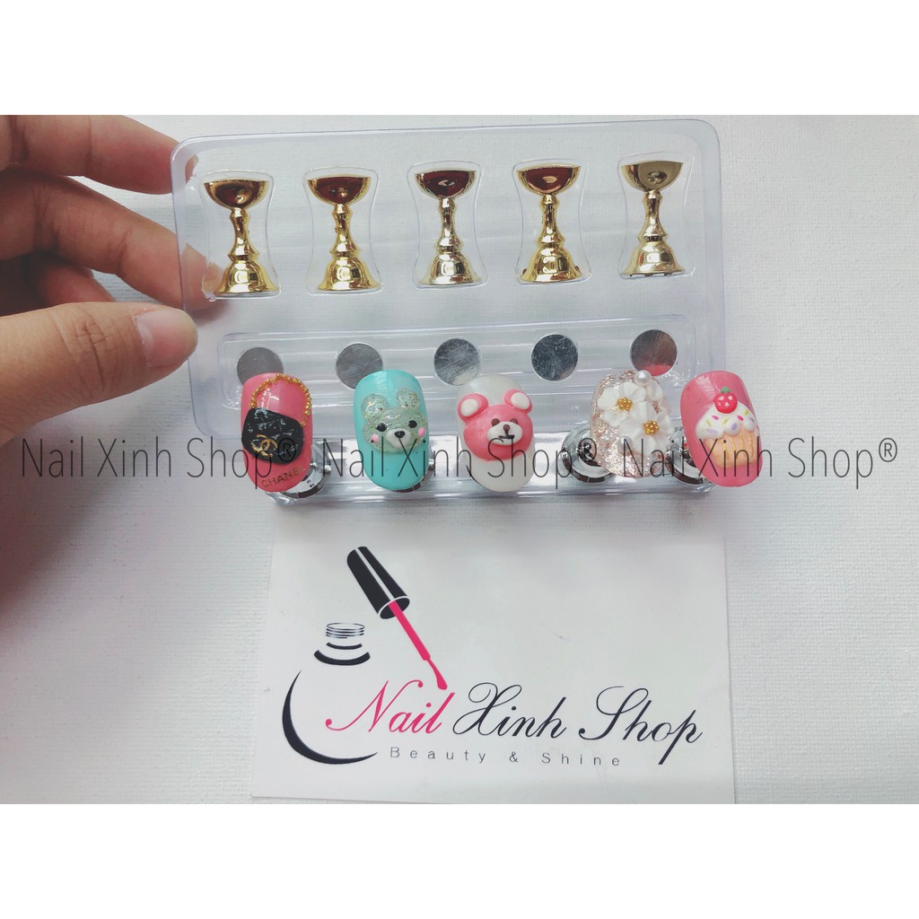 Set 5 đế gắn móng giả tập sơn vẽ nail. trang trí móng (giá đỡ móng giả tập vẽ nail)