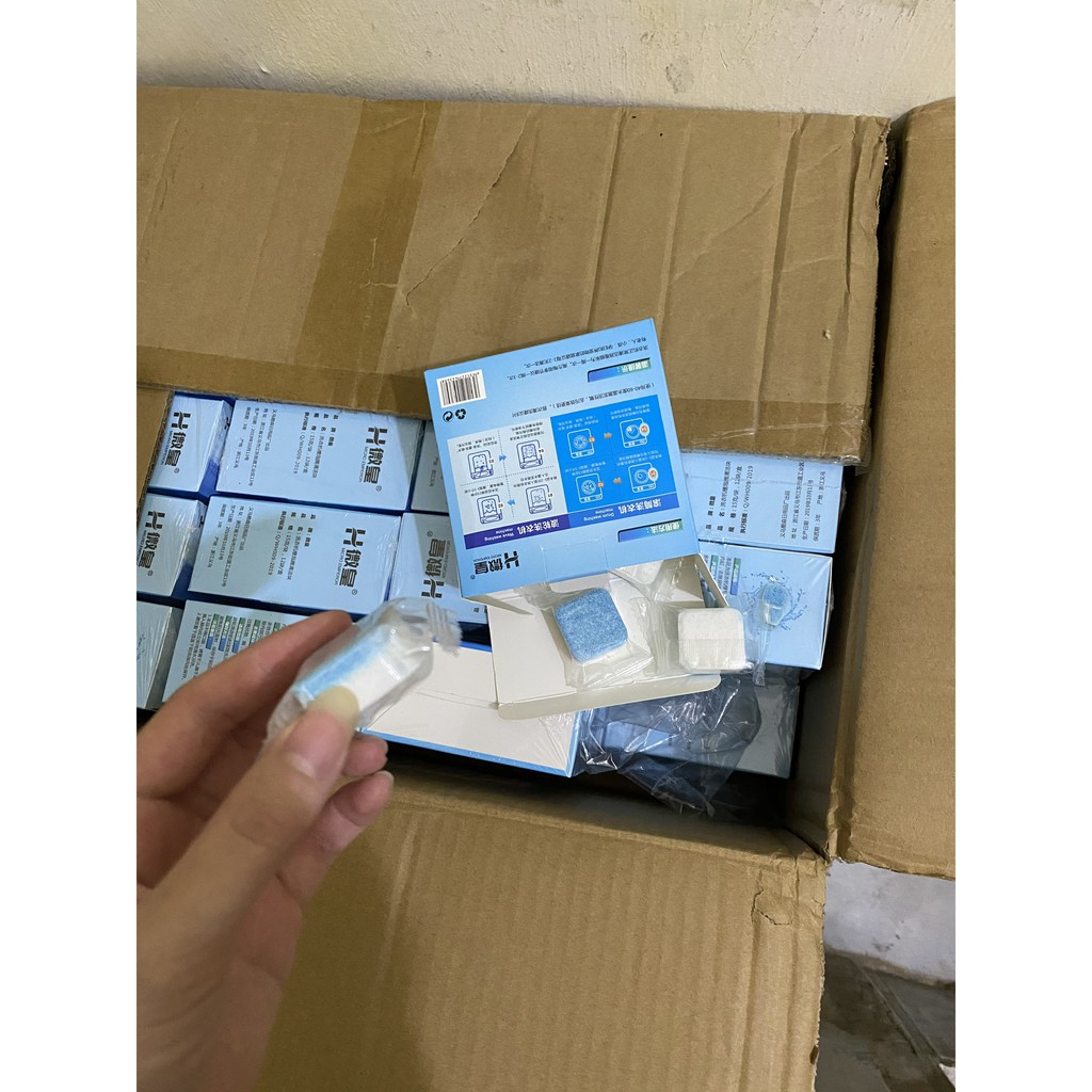 Hộp 12 Viên Tẩy Vệ Sinh Lồng Máy Giặt, Sủi sạch vi khuẩn, Tẩy Sạch Cặn Bẩn Lồng Giặt