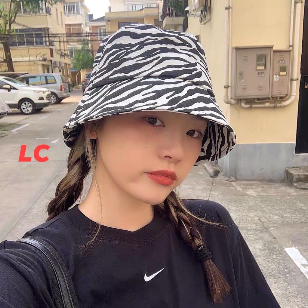 Mũ Bucket Bò Sữa PEONYB Nữ [FREESHIP]  Nón rộng vành nhỏ loang màu trắng đen chống nắng Ulzzang HOT