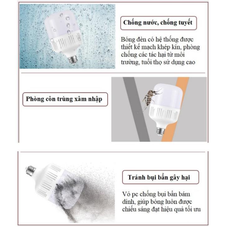 Bộ 8 bóng đèn led búp trụ 9w kín nước siêu bền
