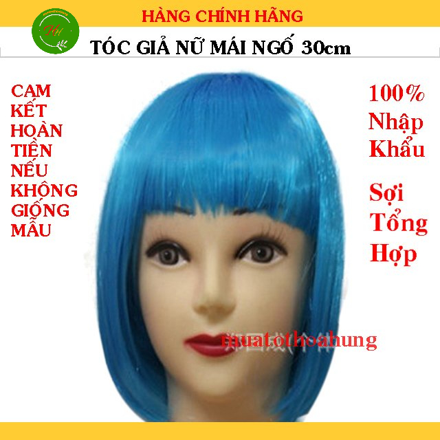 Tóc Giả Mái Ngố Nữ Ngắn 30cm Tóc Cosplay Nhiều Màu