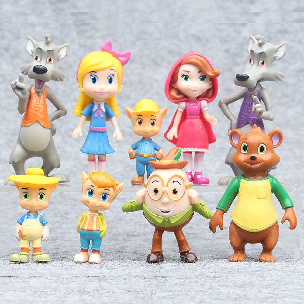 Bộ 9 Mô Hình Nhân Vật Hoạt Hình Goldie and Bear Bằng PVC Thu Nhỏ REBUY1