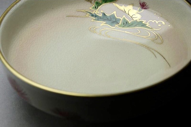 Chawan vẽ tay bằng vàng theo phong cách kinsai (Hàng mới nguyên kèm hộp gỗ, chưa sử dụng)