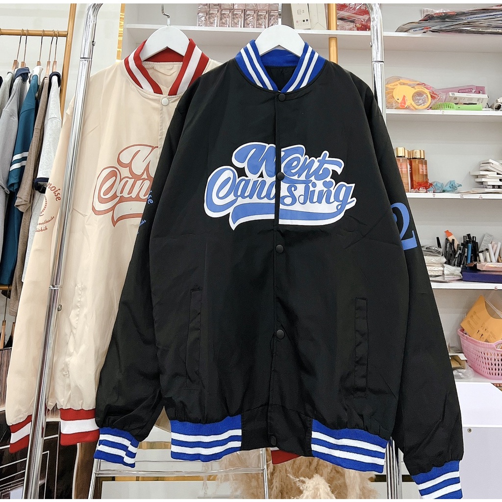 Khoác Bomber Gió Viền Tay Chữ Went Dáng Rộng Unisex Nam Nữ Kieeur Dáng Năng Động Trẻ Trung