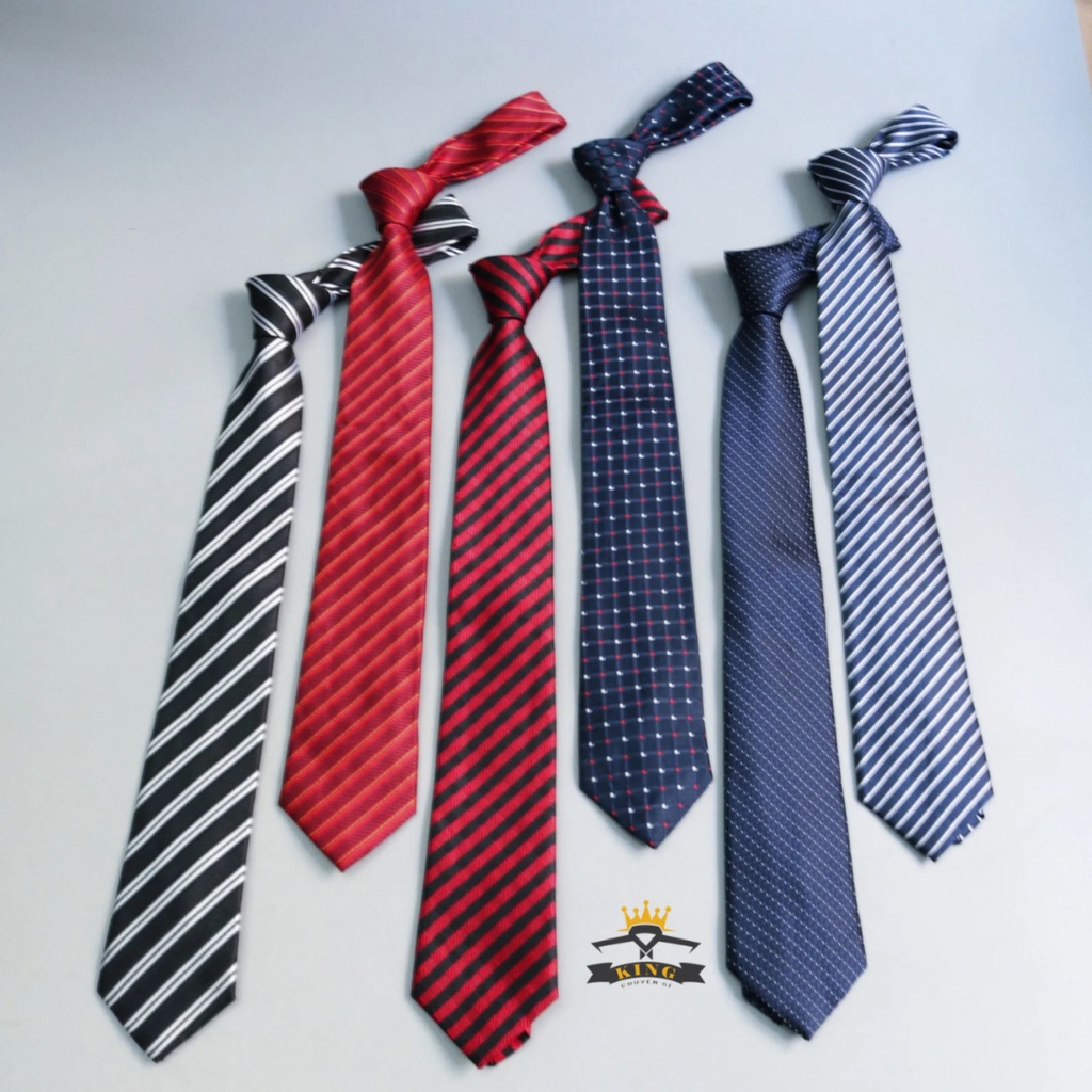 Cà vạt nam đen KING cho công sở và chú rể, dự tiệc sang trọng caravat tự thắt họa tiết style hàn quốc bản 8cm C054