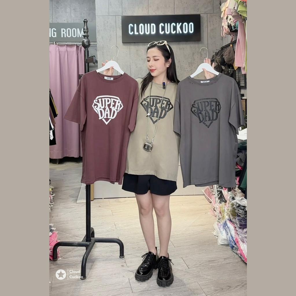 Áo Thun Nữ Dáng Rộng Chất Cotton Mềm Thông Thoáng In Chữ Super Dad - Mã số: 20699