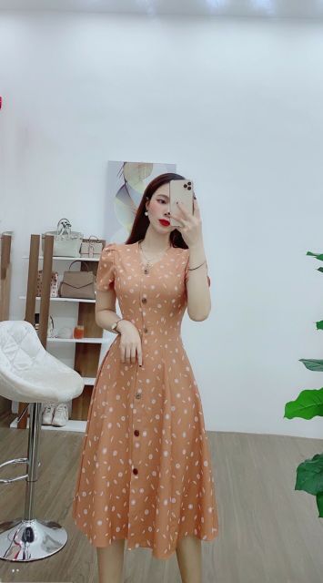 Váy tằm đũi ngắn tay hoa nhí