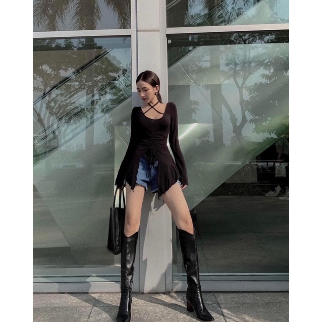 Áo tay dài rút eo